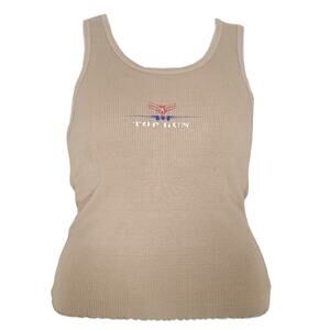 major de*lema? top gun tan ribbed tank top size large